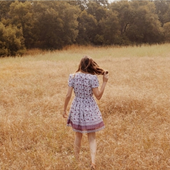 Christy Dawn The Donna Mini Dress in Gooseberry Red Floral Deadstock Fabric XS/S - Picture 6 of 14